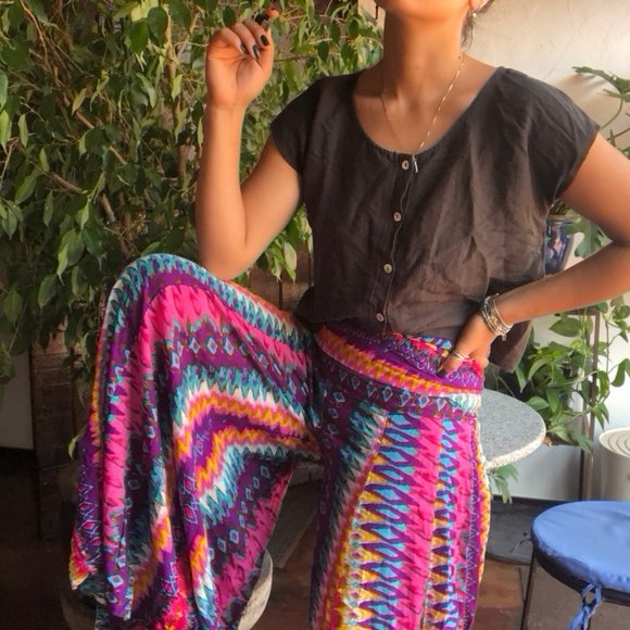 SOLD | Boho Hippie Wide Leg Pants - Picture 6 of 8